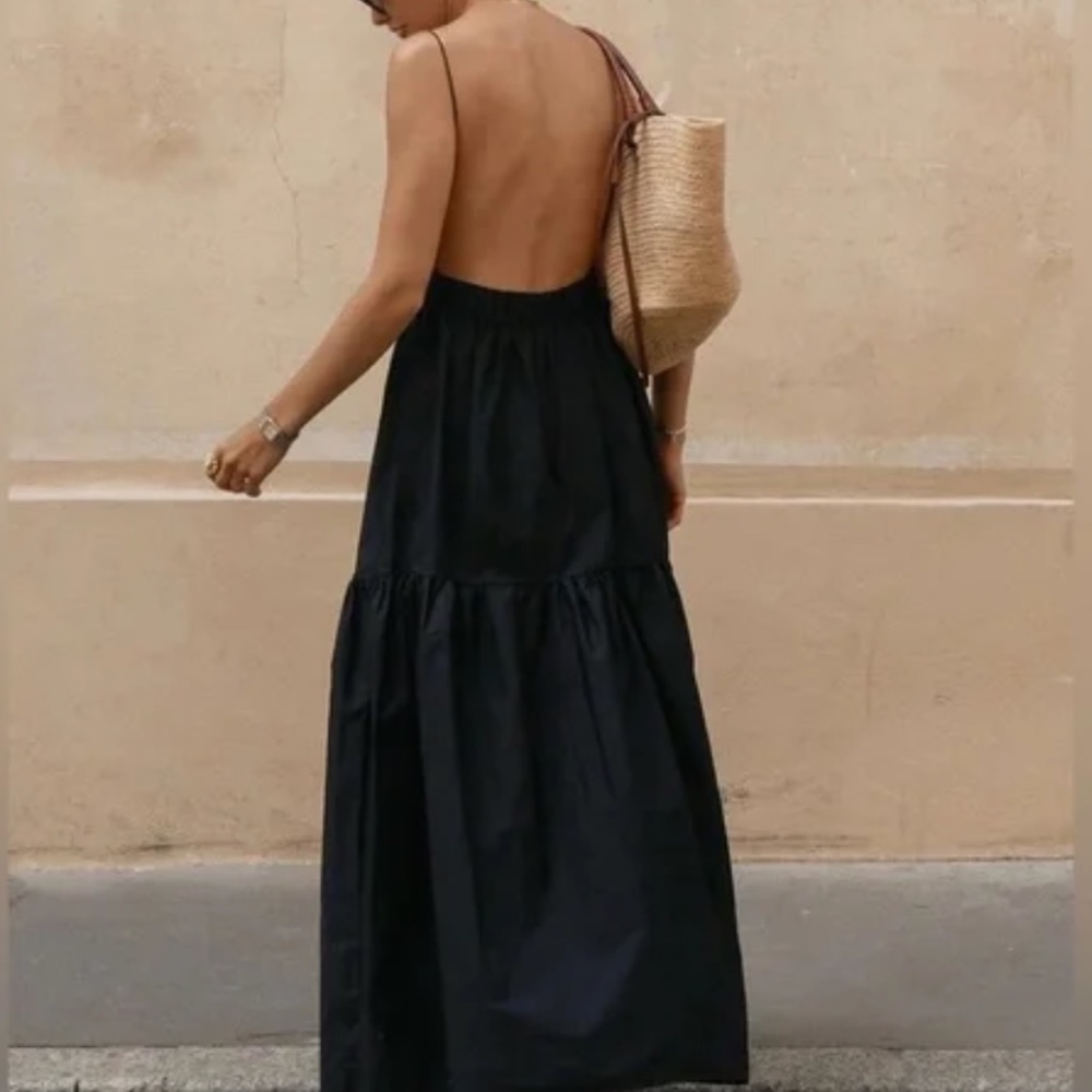 Commense Solid Black Backless Dress NWT - image 1